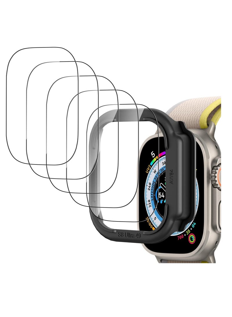 5 Pack Screen Protector Compatible with Apple Watch Ultra 49mm, Tempered Glass Screen Protector and Easy Installation Tray for iWatch Ultra 49mm, Anti-Scratch HD Screen protector - Image 1