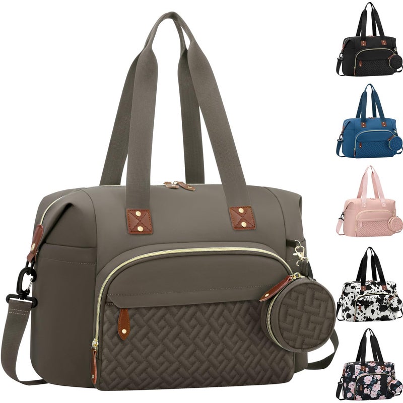 Tenot Diaper Bag Tote with Pacifier Case Baby Bag for Women with Shoulder Straps Travel Diaper Tote for for Mom and Dad Medium Size Khaki - Image 2