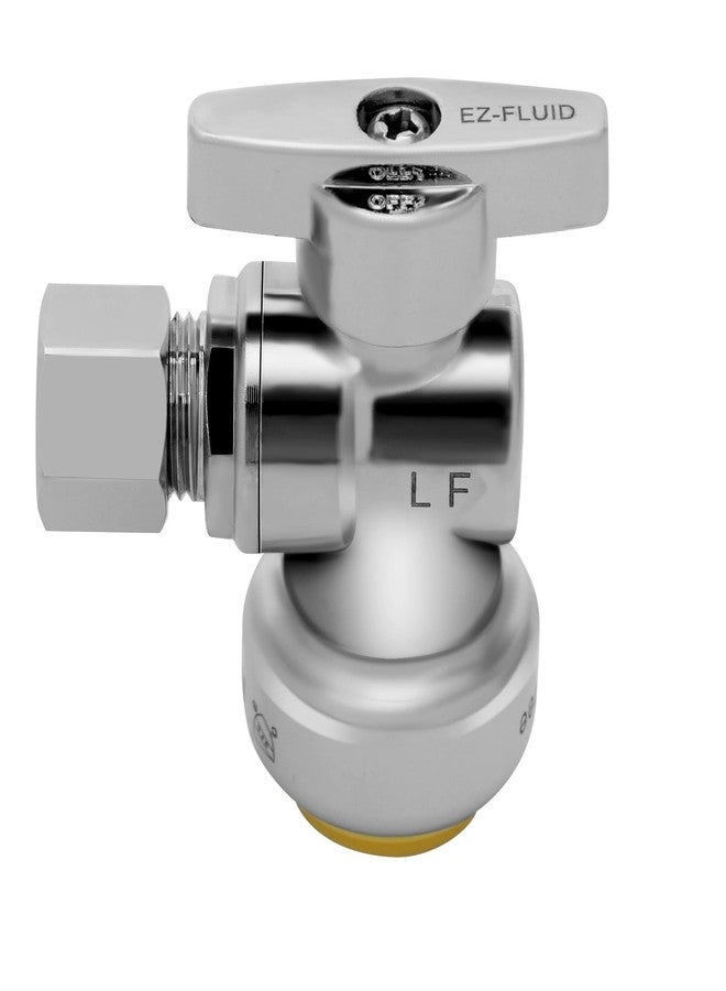 EZ-FLUID (1) EZ-FLUID 1/2" Copper Push-Fit (5/8" OD) x 3/8"OD Outlet, sharkbite-type Angle Stop Valve 1/4 Turn Water Shut Off Metal Handle For Copper & PEX Pipes Plumbing,Bathroom,Kitchen,Laundry Sink - Image 1
