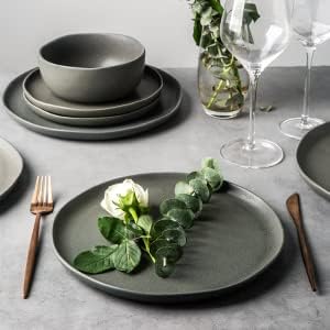 AmorArc أطقم أدوات المائدة الخزفية من AmorArc بأطراف متموجة أطباق وأوعية من الحجر الخزفي مقاومة للتشقق والرقائق آمنة في غسالة الصحون والميكروويف والفرن مجموعة لخدمة 6 أشخاص 18 قطعة - Image 5