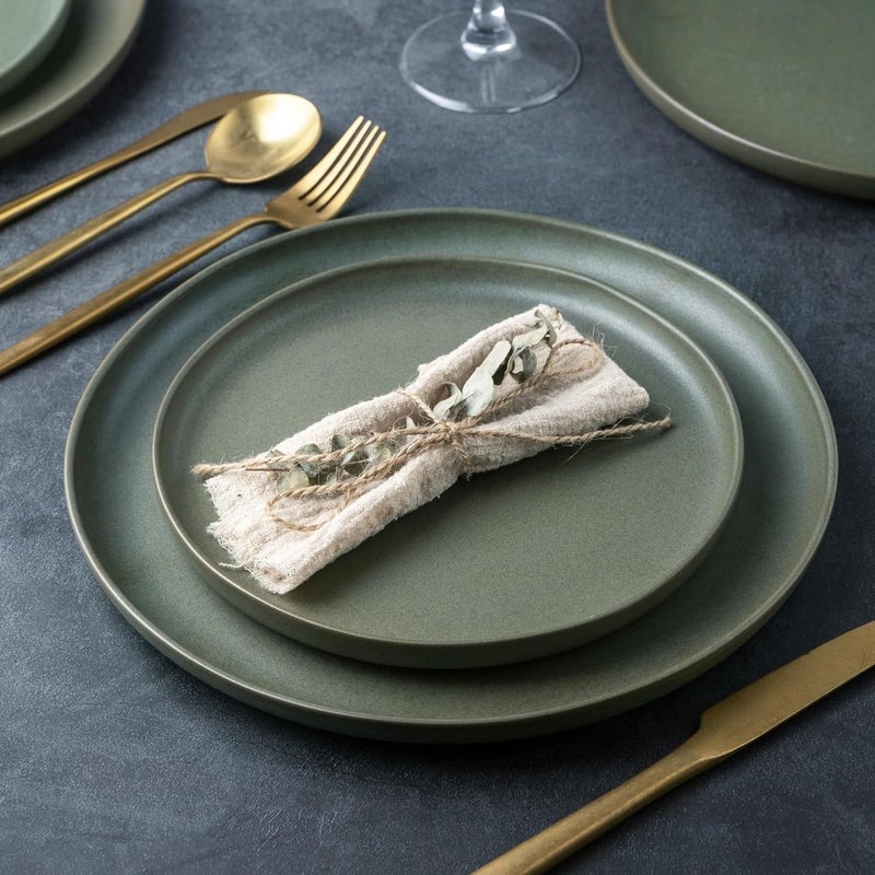 AmorArc أطقم أدوات المائدة الخزفية من AmorArc بأطراف متموجة أطباق وأوعية من الحجر الخزفي مقاومة للتشقق والرقائق آمنة في غسالة الصحون والميكروويف والفرن مجموعة لخدمة 6 أشخاص 18 قطعة - Image 3