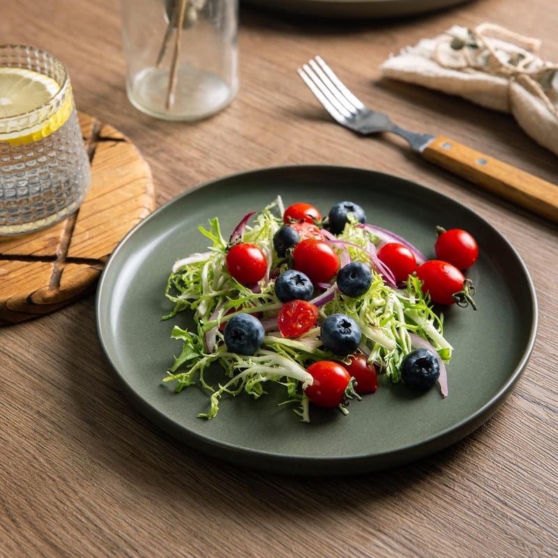 AmorArc أطقم أدوات المائدة الخزفية من AmorArc بأطراف متموجة أطباق وأوعية من الحجر الخزفي مقاومة للتشقق والرقائق آمنة في غسالة الصحون والميكروويف والفرن مجموعة لخدمة 6 أشخاص 18 قطعة - Image 2