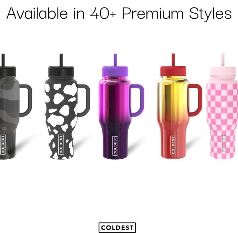 THE COLDEST WATER Coldest Tumbler with Handle and Straw, 100% Leak Proof Insulated Tumbler with Lid and Straw (3 Lids), Stainless Steel Tumblers for Women & Men, Cup Holder Friendly, 36 oz (Camouflage Flag) - Image 4