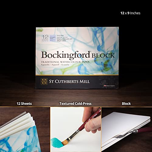 Bockingford St. Cuthberts Mill Bockingford Watercolor Paper Block - 12x9-inch White Water Color Paper for Artists -12 Sheets of 140lb Cold Press Watercolor Paper for Gouache Ink Acrylic Charcoal and More - Image 4