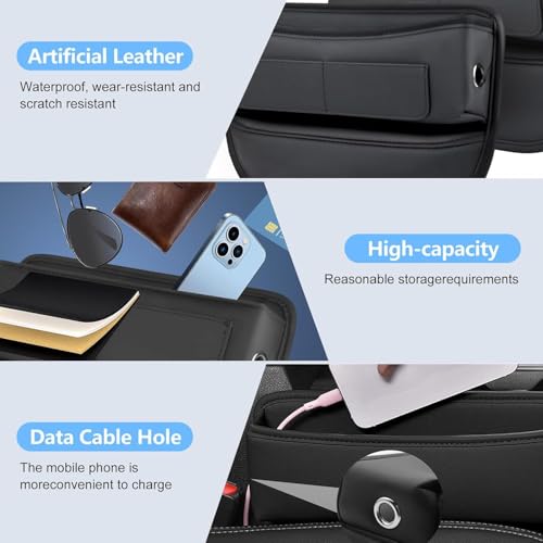 Automaze Car Seat Gap Filler Organizer – Premium Leather, Adjustable Storage Box Organiser for Phones, Wallets, Keys & More – Universal Fit for Cars - Image 4