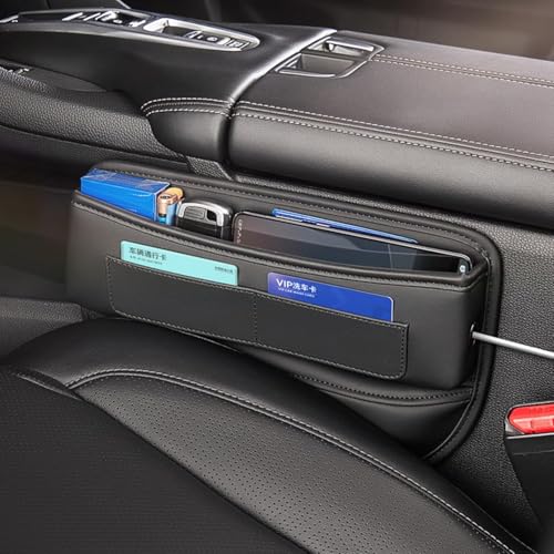 Automaze Car Seat Gap Filler Organizer – Premium Leather, Adjustable Storage Box Organiser for Phones, Wallets, Keys & More – Universal Fit for Cars - Image 1