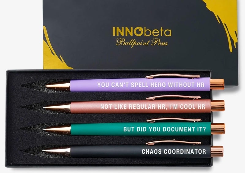 INNObeta مجموعة أقلام حبر جاف مضحكة للنساء من إنوبتا HR - 4 قطع لمناسبات عيد الميلاد وأعياد الميلاد - Image 1