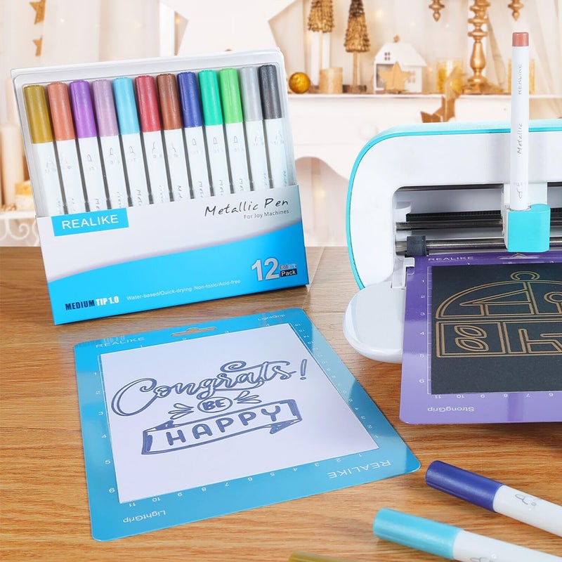 REALIKE Metallic Pens Compatible with Cricut Joy/Xtra, Multicolor Marker Pens Set of 12 Pack Drawing Coloring Pens (1.0 Tip) - Image 2
