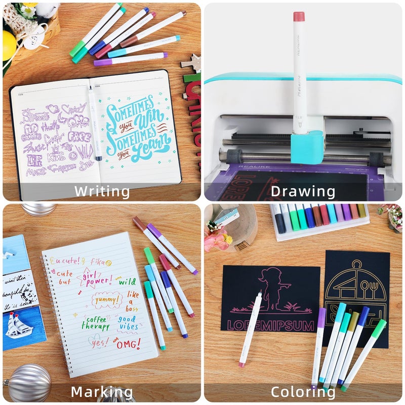 REALIKE Metallic Pens Compatible with Cricut Joy/Xtra, Multicolor Marker Pens Set of 12 Pack Drawing Coloring Pens (1.0 Tip) - Image 5