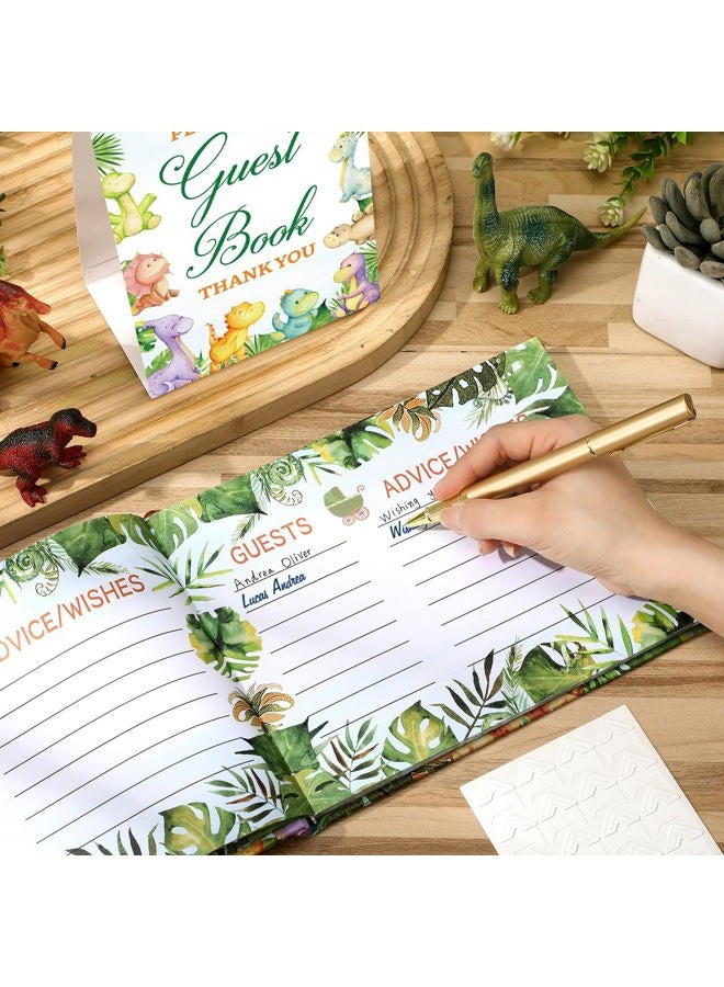 Fuyoooo Dinosaur Baby Shower Guest Book Baby Shower Sign in Guest Book Reception with Baby Sonogram Page Keepsake Includes Gold Pen Table Card and Adhesive Photo Corner for Birthday - Image 3