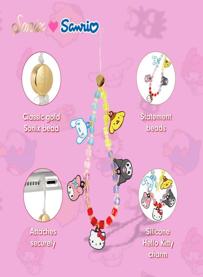 Sonix Sanrio Beaded Wristlet & Phone Strap | Detachable Cell Phone Lanyard with Silicone Charms - Hello Kitty & Friends - Image 2