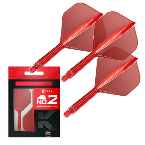 TARGET Darts K Flex Integrated Dart Flights and Shafts, No.2 Red (Intermediate) | Pack of 3 K-Flex – No2, Kflex All in One Moulded Dart Flight & Stem | Professional Dart Accessories - Image 1