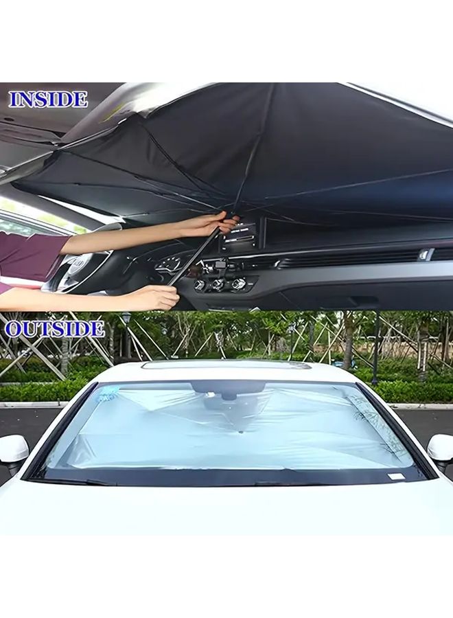Black Car Sunshade UV Protection Heat Reduction Foldable Windshield Sun Visor for Most Vehicles - Image 4