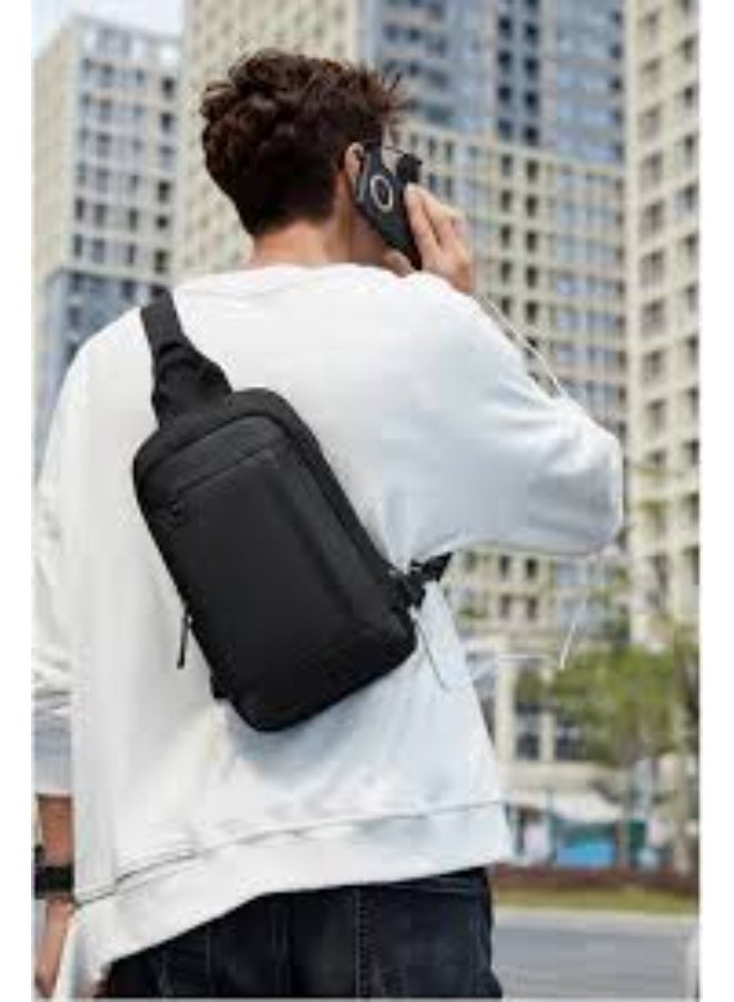 Golden Wolf Men's Casual Crossbody Bag - Anti-theft single shoulder bag fits a 9.7-inch tablet and features a USB port and key clip for travel and work - Model GXB00124 - Image 2