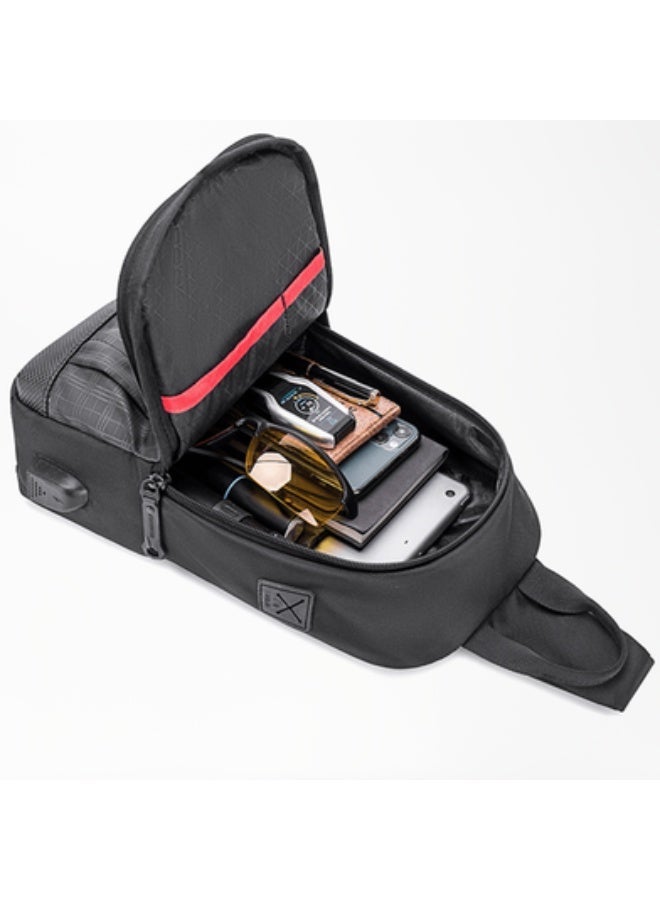 Golden Wolf Men's Casual Crossbody Bag - Anti-theft single shoulder bag fits a 9.7-inch tablet and features a USB port and key clip for travel and work - Model GXB00124 - Image 4