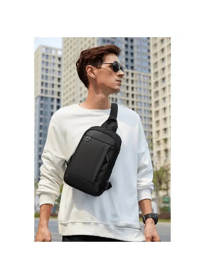 Golden Wolf Men's Casual Crossbody Bag - Anti-theft single shoulder bag fits a 9.7-inch tablet and features a USB port and key clip for travel and work - Model GXB00124 - Image 3