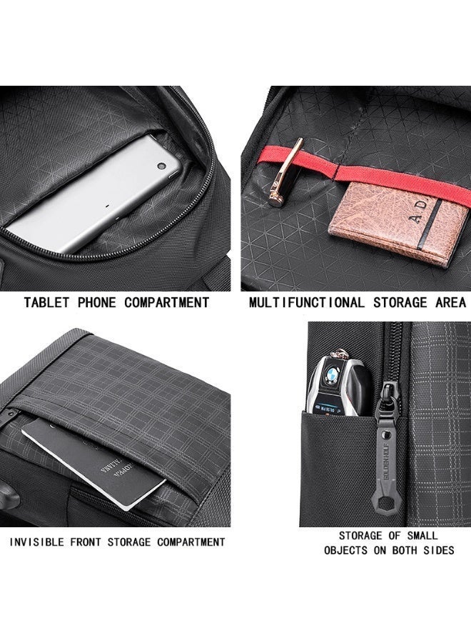Golden Wolf Men's Casual Crossbody Bag - Anti-theft single shoulder bag fits a 9.7-inch tablet and features a USB port and key clip for travel and work - Model GXB00124 - Image 5