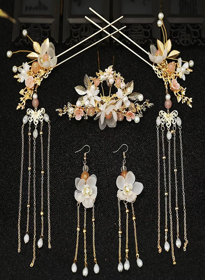 TecoKart® 5 Pcs Flower Hair Pins for Hair Styling - Floral Design Hair Accessories for Woman Wedding & Party | Delicate Hair Stick for Bun, Juda, Bridal & Traditional Hairstyles - Image 5