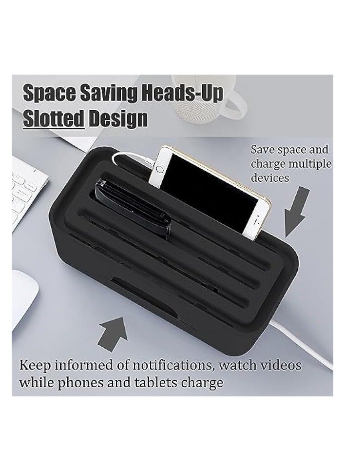 Joyzzz Cable Management Boxes, High Utility Advanced Cable Management Box, Extension Large Wire Organizer Box with Slotted Top for Tablets, Phones, Surge Protection for Home and Office (Black) - Image 4