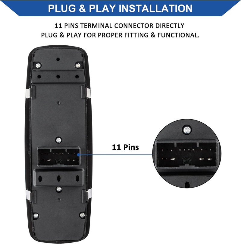 Obaee Power Window Switch Control Button Driver Side Compatible with 2016-2018 Ram 1500 2500 3500, 2019-2021 Ram 1500 Classic, 2011-2012 Dodge Journey, Replaces 56046826AC, 56046826AD, 56046826AE - Image 3