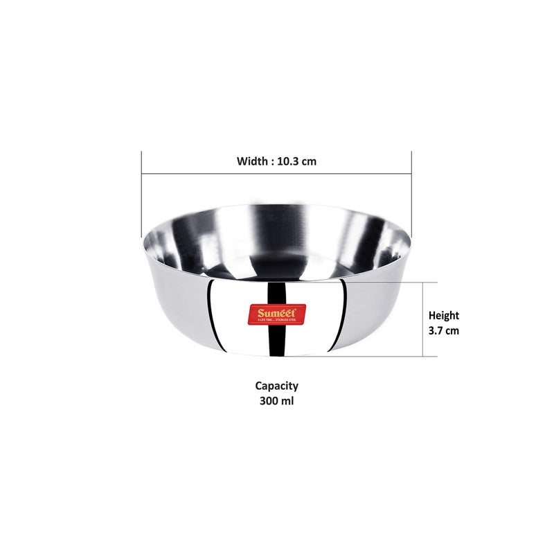 Sumeet Stainless Steel Heavy Gauge Bowl Set/Wati Set With Mirror Finish 10.3Cm Dia - Set Of 12Pc - Image 4