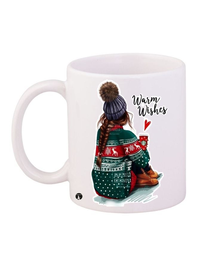 RYN Warm Wishes Printed Coffee Mug White/Green/Red 11ounce