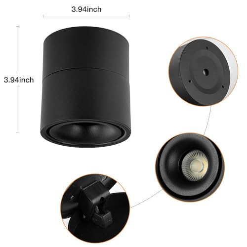 SUNMEIYI LED Dimmable Ceiling Spotlight 12W 3CCT 3000K/4000K/5000K Adjustable Indoor Directional Spotlight Fixtures for Room Living Hallway Gallery Art Light,CRI93 1200LM (Black - 12 Watts) - Image 5