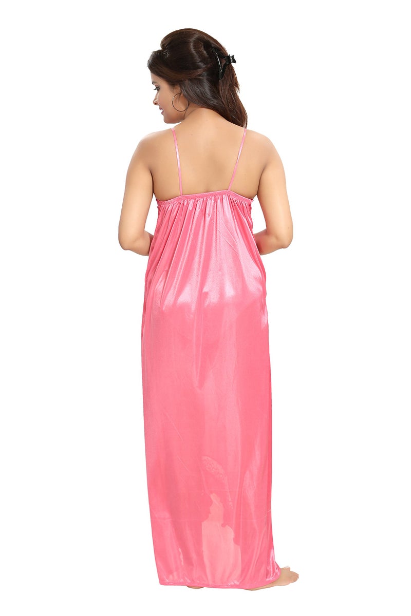 Noty Store Noty Women's Satin Solid Maxi Nighty (Pack of 2) (AB02, Pink, Free Size) - Image 4