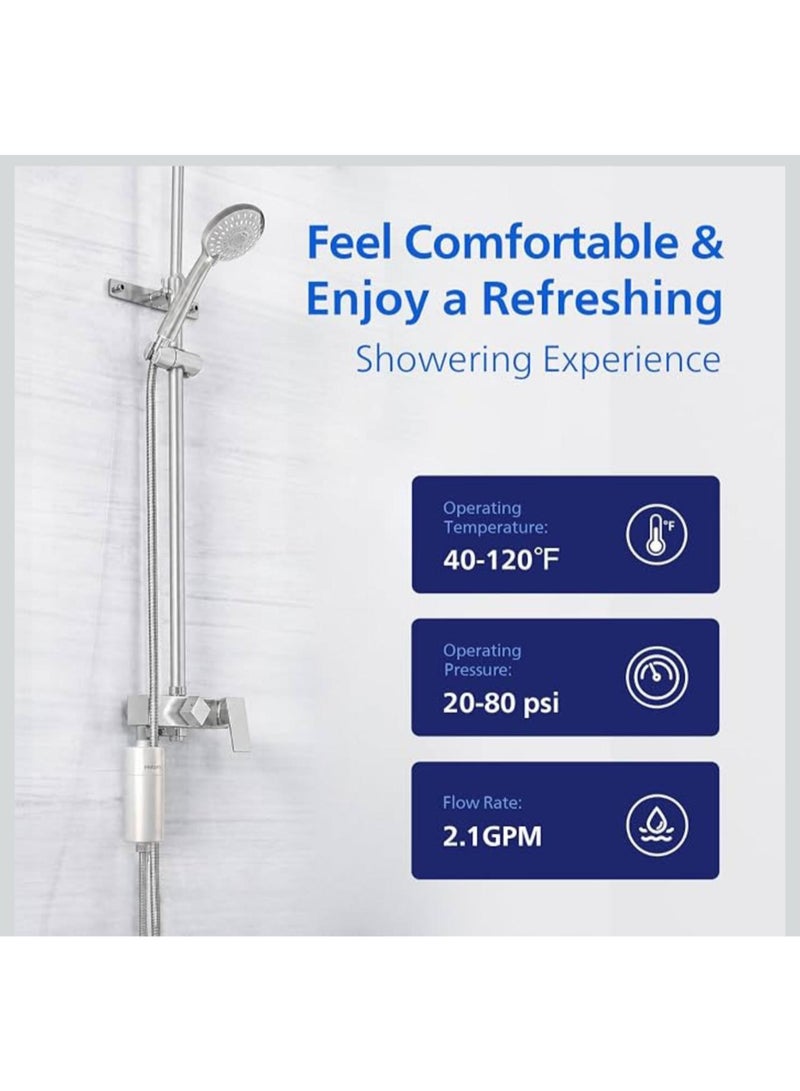 Philips ( The Original ) Water Filter AWP1775 White KDF Material, In-Line Shower 3-stage Water Softener, Double Mesh Filtration, Reduces Chlorine/Impurities/Rust Sediments (Shower Filter Set) - Image 5