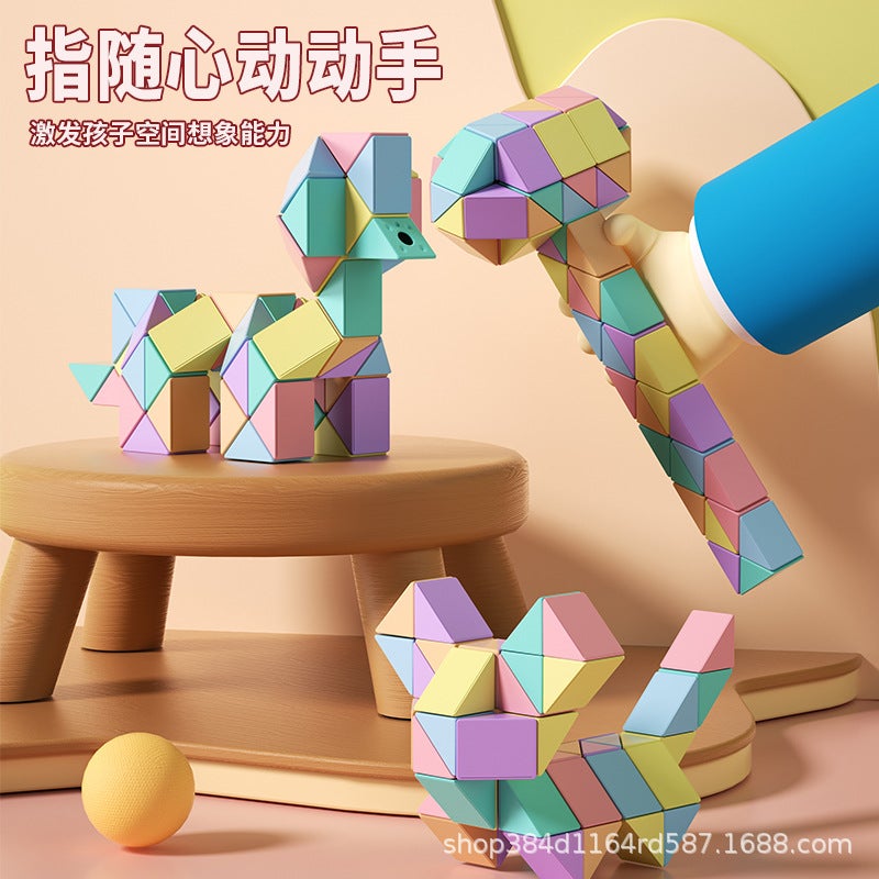 Macaron Changeable Magic Ruler Large Toy Full Set 24-Segment Color 36-Section 72-Segment Children'S Educational Folding Cube Block - Image 2