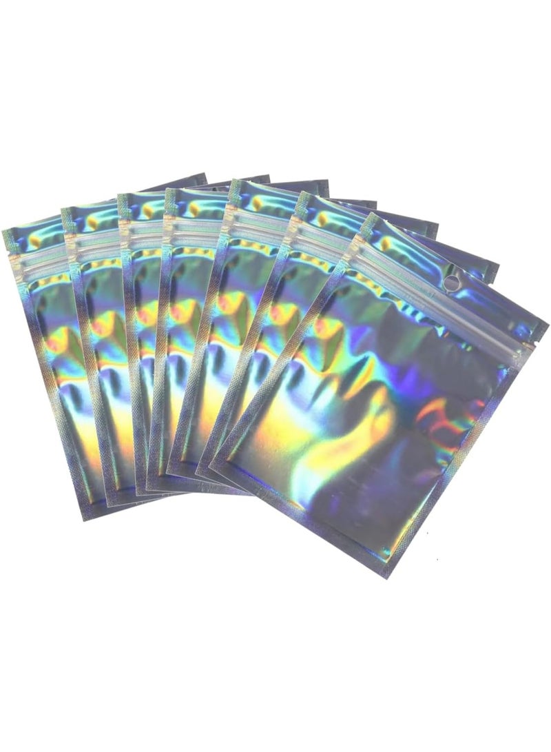 VIUAUAX 50PCS Resealable Storage Bags Holographic Packaging Bags for Jewelry, Snack, Food Storage, Clear Ziplock Bag with Front Window - Image 1