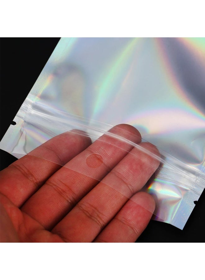 VIUAUAX 50PCS Resealable Storage Bags Holographic Packaging Bags for Jewelry, Snack, Food Storage, Clear Ziplock Bag with Front Window - Image 4
