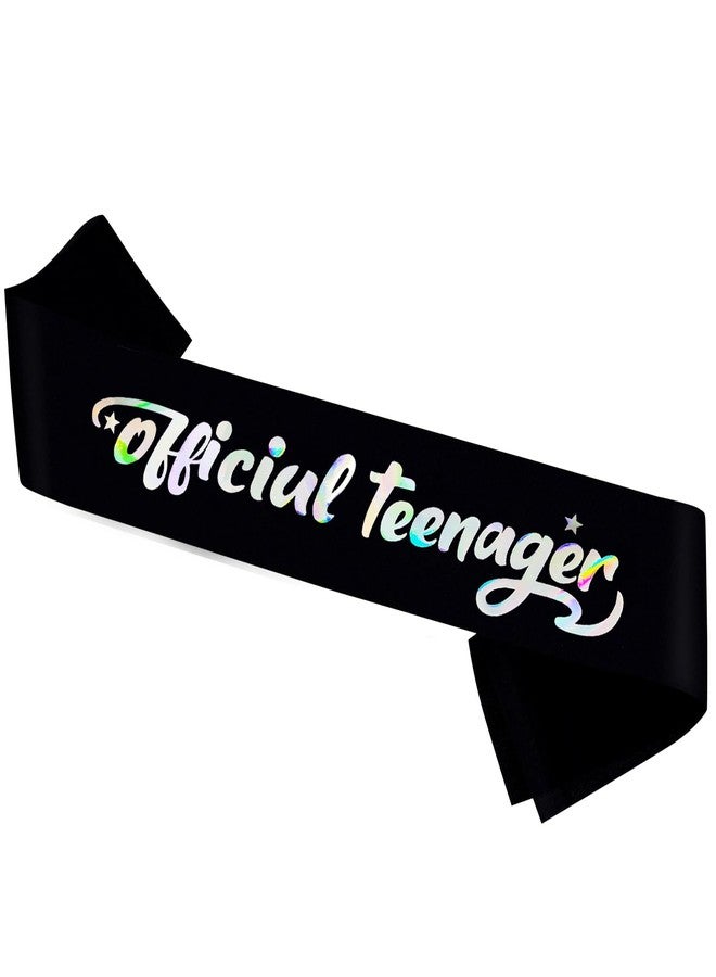 PYQWA Official Teenager Sash, Teen 13th Birthday Gifts Party Supplies, It's My 13th Birthday Sash,Black with Laser Print - Image 1