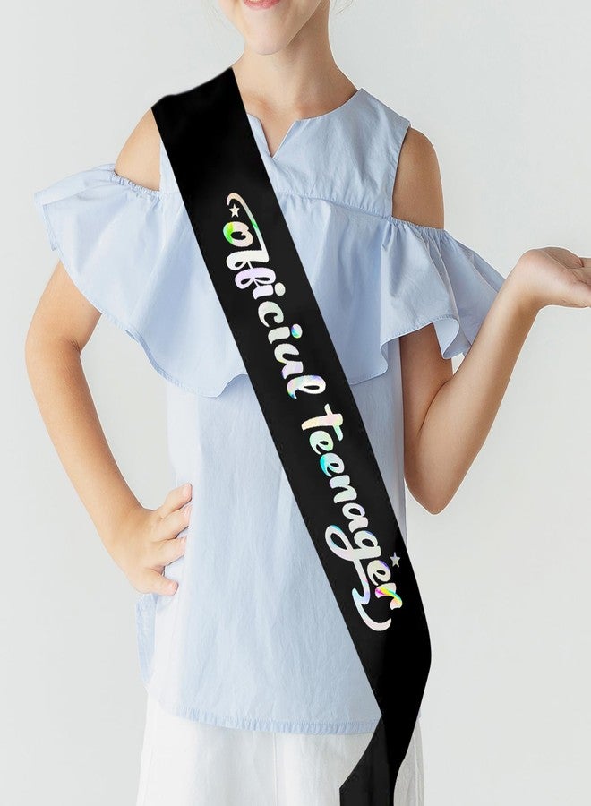 PYQWA Official Teenager Sash, Teen 13th Birthday Gifts Party Supplies, It's My 13th Birthday Sash,Black with Laser Print - Image 2