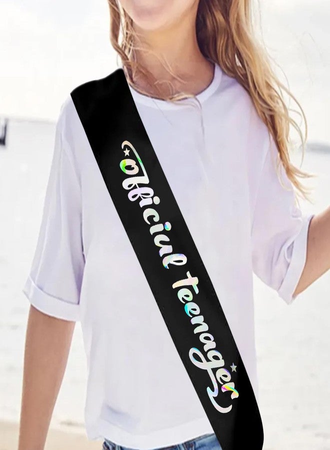 PYQWA Official Teenager Sash, Teen 13th Birthday Gifts Party Supplies, It's My 13th Birthday Sash,Black with Laser Print - Image 4
