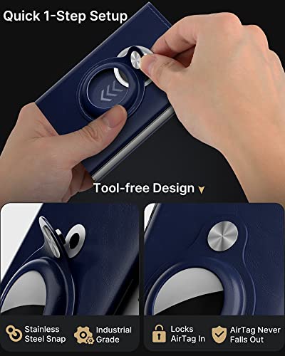 typecase Mens Wallet Card Holder for AirTag: Leather Smart Wallet for Men Compatible with Apple Air Tag, RFID Blocking, Slim, Minimalist - 9-14 Card Capacity | ID Window | Cash Slot (Navy) - Image 5