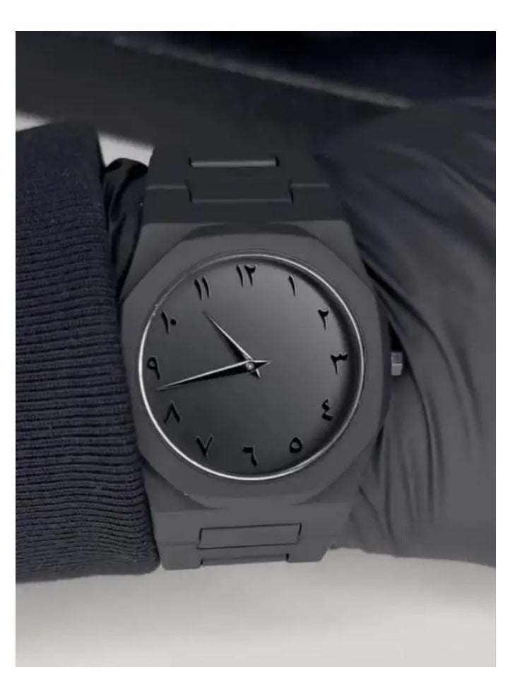 Generic - Men's Full Black Wrist Watch with Arabic Black Dial - Image 1