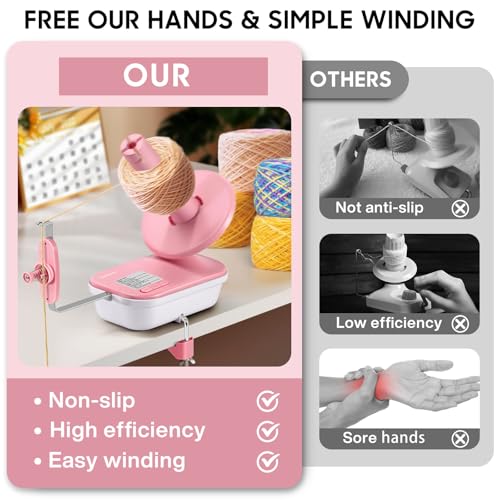DoubleCare Electric Yarn Winder, 2026 Upgrade High-Speed Automatic Yarn Ball Winder with 3 Adjustable Gears, 4-10oz Large Capacity Yarn Spinner for Knitting & Crocheting, Pink Gift for Craft Lovers - Image 2