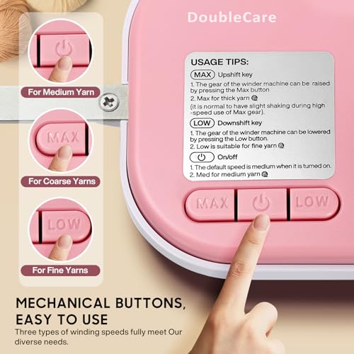DoubleCare Electric Yarn Winder, 2026 Upgrade High-Speed Automatic Yarn Ball Winder with 3 Adjustable Gears, 4-10oz Large Capacity Yarn Spinner for Knitting & Crocheting, Pink Gift for Craft Lovers - Image 4