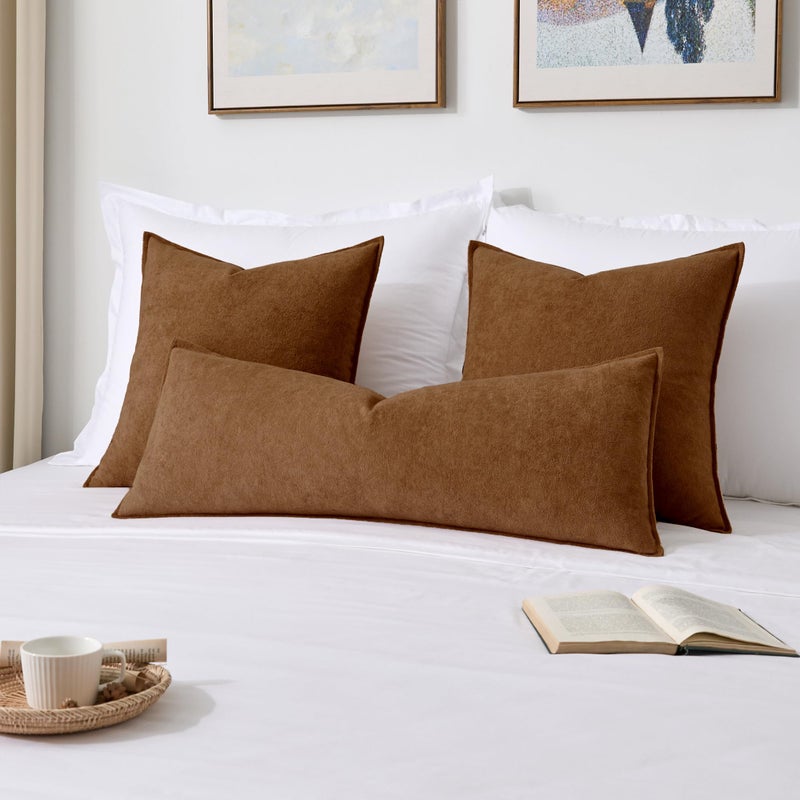 K KEVIN TEXTILE Kevin Textile 14x36 Inch Long Lumbar Cover 1 Pack Soft Boucle Textured Decorative Waterproof Rectangle Cushion Elegant Accent Pillows for Couch Sofa Chair Bed Home Decor Indoor Outdoor Brown - Image 5