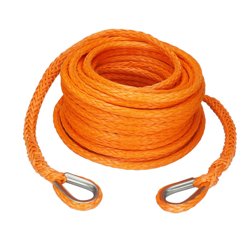 Ucreative 38 Inch x 92 Feet Synthetic Winch Extension Rope 26500 Lbs for Off Road Vehicle ATV UTV SUV Orange