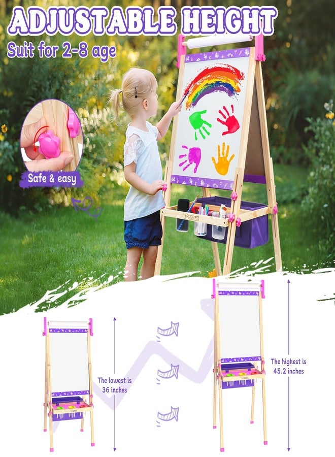 Doselie Art Easel for Kids,Wooden Art Easel with Art Supplies,Height Adjustable Double-Sided Magnetic Whiteboard and Chalk Board,Birthday Gifts for 4 5 6 7 Year Old Boy Girl Toy - Image 3