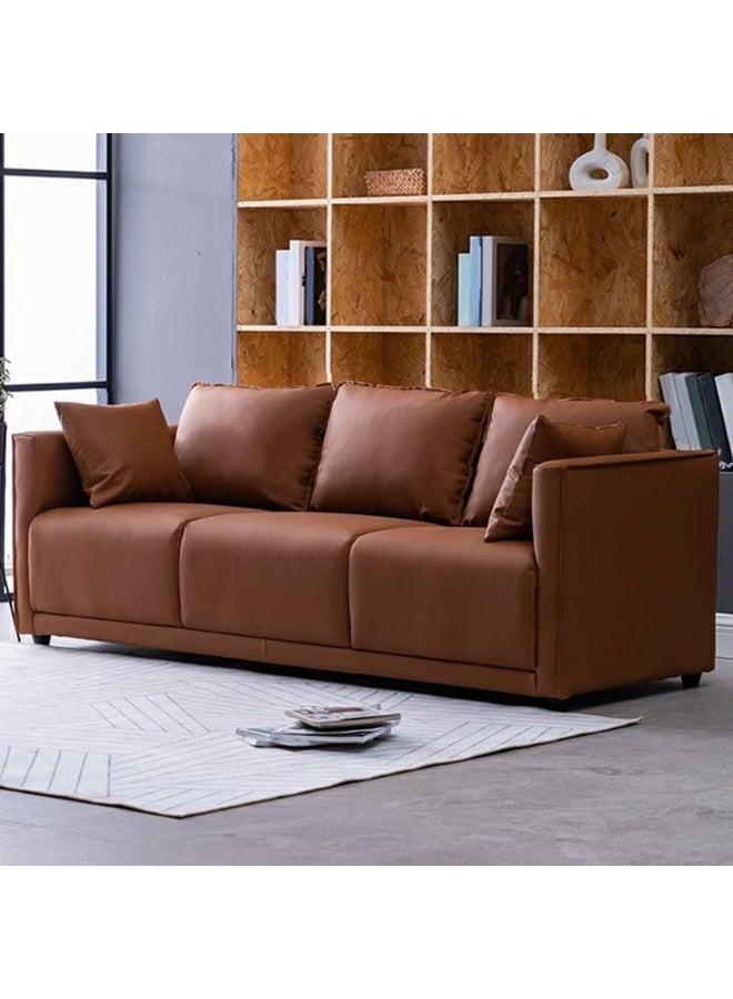 Ripple FURNITURE UAE Homes Modern 3-Seater Sofa, Foam-Filled Cushions, Scratch-Resistant Leather, Beige (Coffee) - Image 1
