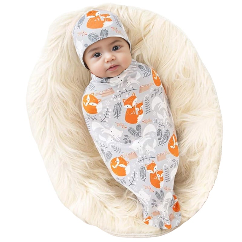 Galabloomer Galabloomer Newborn Swaddle Blanket with Beanie Set Baby Boy Receiving Blanket Gold Arrow