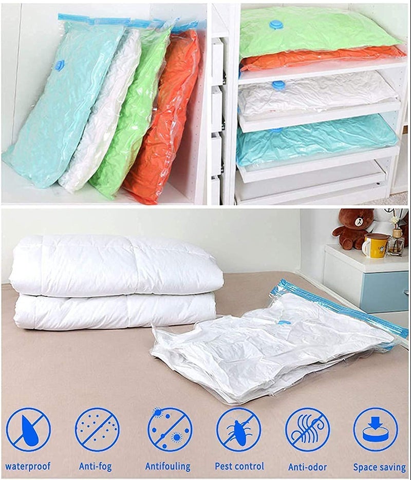 Vichip Vacuum Compression Storage Bags with Hand Pump 1 Large2 Medium2 Small Vacuum Sealer Bags for Clothes Storage Vaccine Sealed Compression Airtight - Image 5