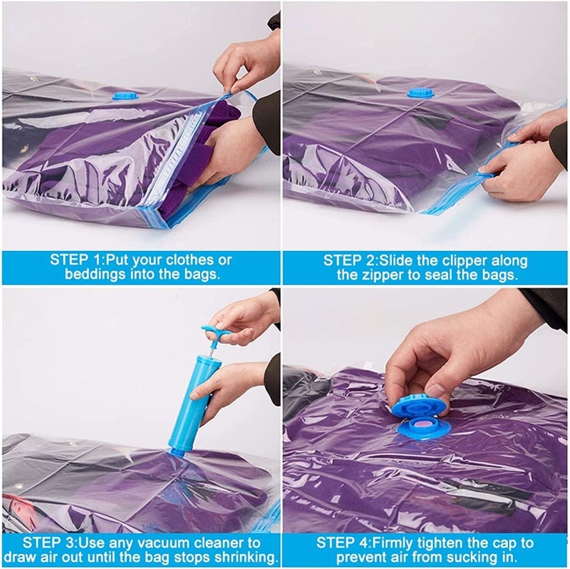 Vichip Vacuum Compression Storage Bags with Hand Pump 1 Large2 Medium2 Small Vacuum Sealer Bags for Clothes Storage Vaccine Sealed Compression Airtight - Image 3