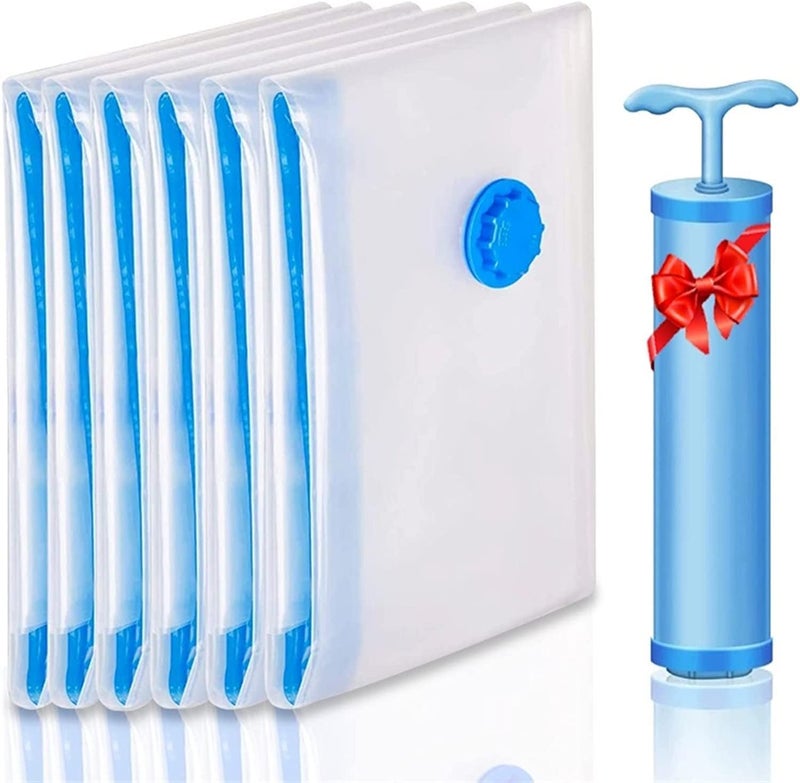Vichip Vacuum Compression Storage Bags with Hand Pump 1 Large2 Medium2 Small Vacuum Sealer Bags for Clothes Storage Vaccine Sealed Compression Airtight - Image 1