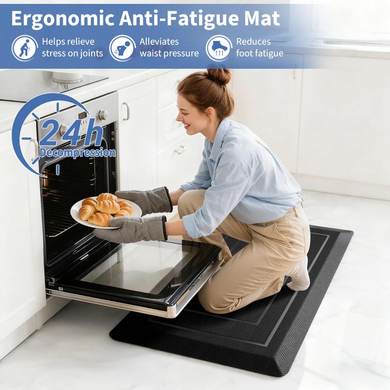 UKISS 9/10"" Extra Thick Cushioned Anti Fatigue Kitchen Mat, Waterproof High Density Foam Standing Desk Mat, Non-Slip Ergonomic Comfort Mat for Kitchen, Office,Workstation (Black, 20" X 32") - Image 4