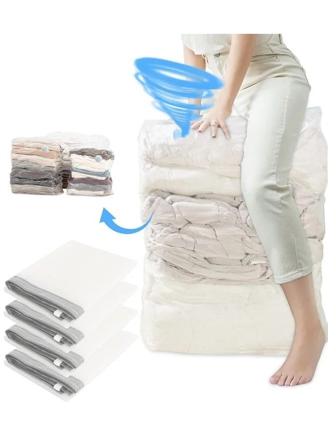 MIXDE 4 Pack Cube Vacuum Space Saver Bags 100*80*32cm Extra Large Compressed Closet Organizers and Storage Bags for Comforters, Pillows, Bedding, Blankets, Clothes, 80% Space, No Pumps Needed - Image 1