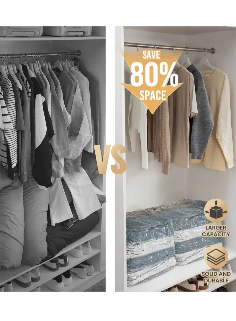 MIXDE 4 Pack Cube Vacuum Space Saver Bags 100*80*32cm Extra Large Compressed Closet Organizers and Storage Bags for Comforters, Pillows, Bedding, Blankets, Clothes, 80% Space, No Pumps Needed - Image 3